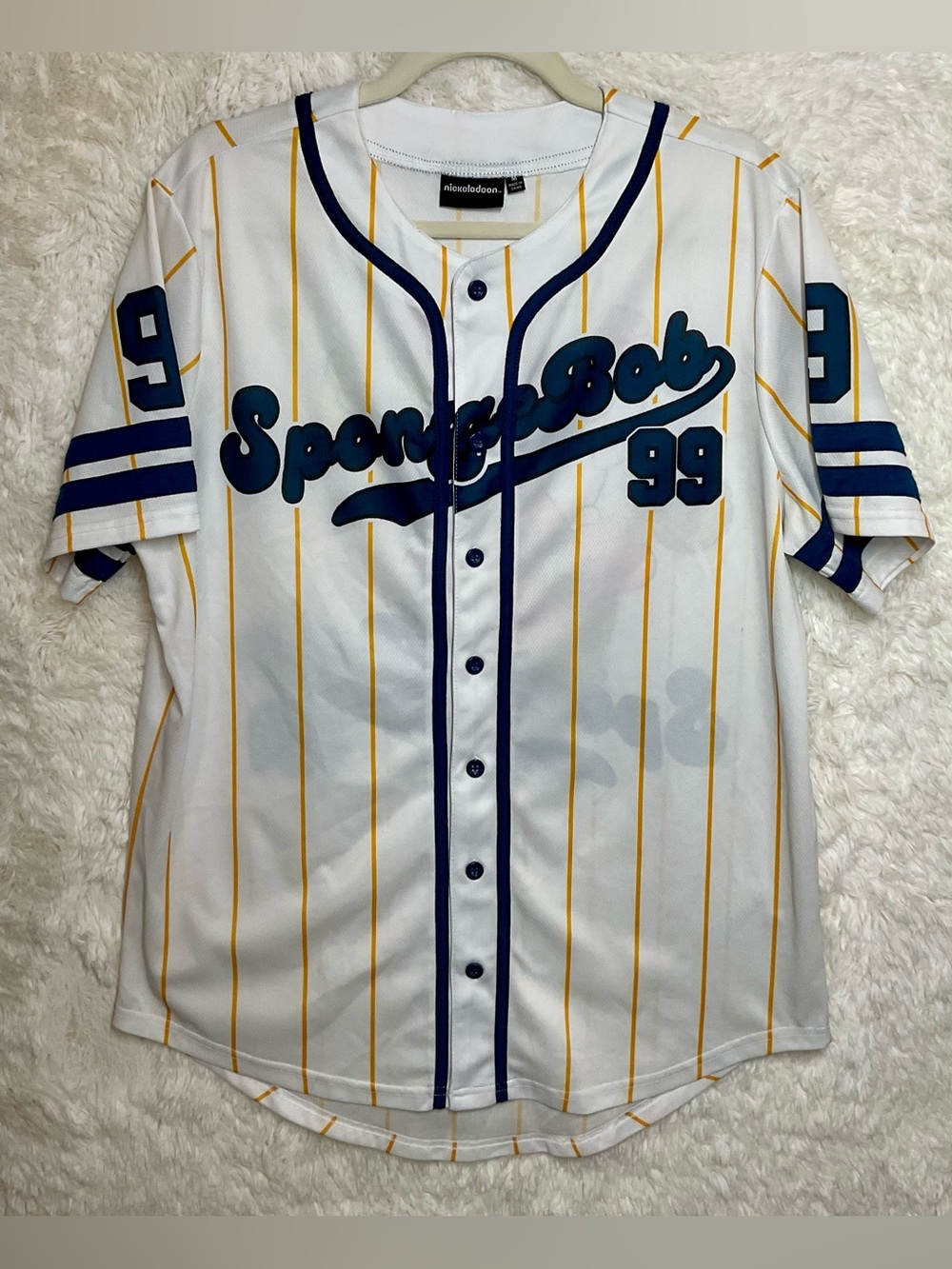 Spongebob Squarepants Pinstripe Baseball Jersey #99 Nickelodeon Men’s Medium